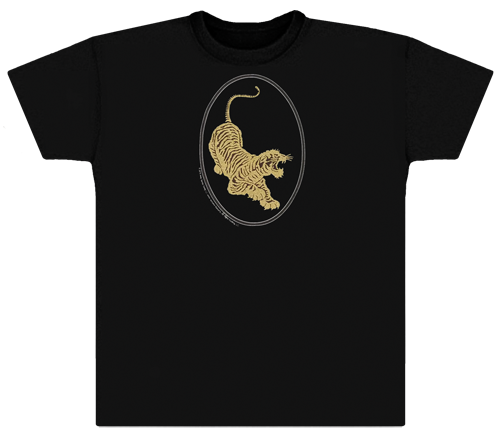 Jerry Garcia Grateful Dead Tiger Guitar shirt. Gold ink on a black T. dyethesky